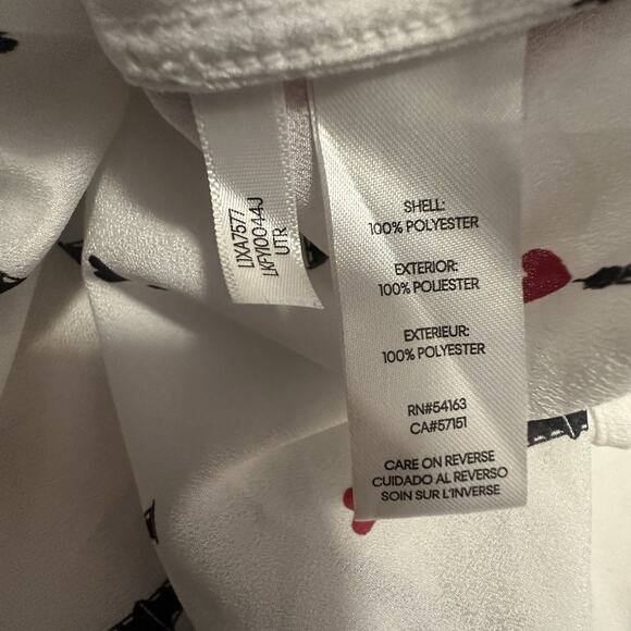 Karl Lagerfeld Paris Women Large Blouse Button Eiffel Tower White - Picture 9 of 11